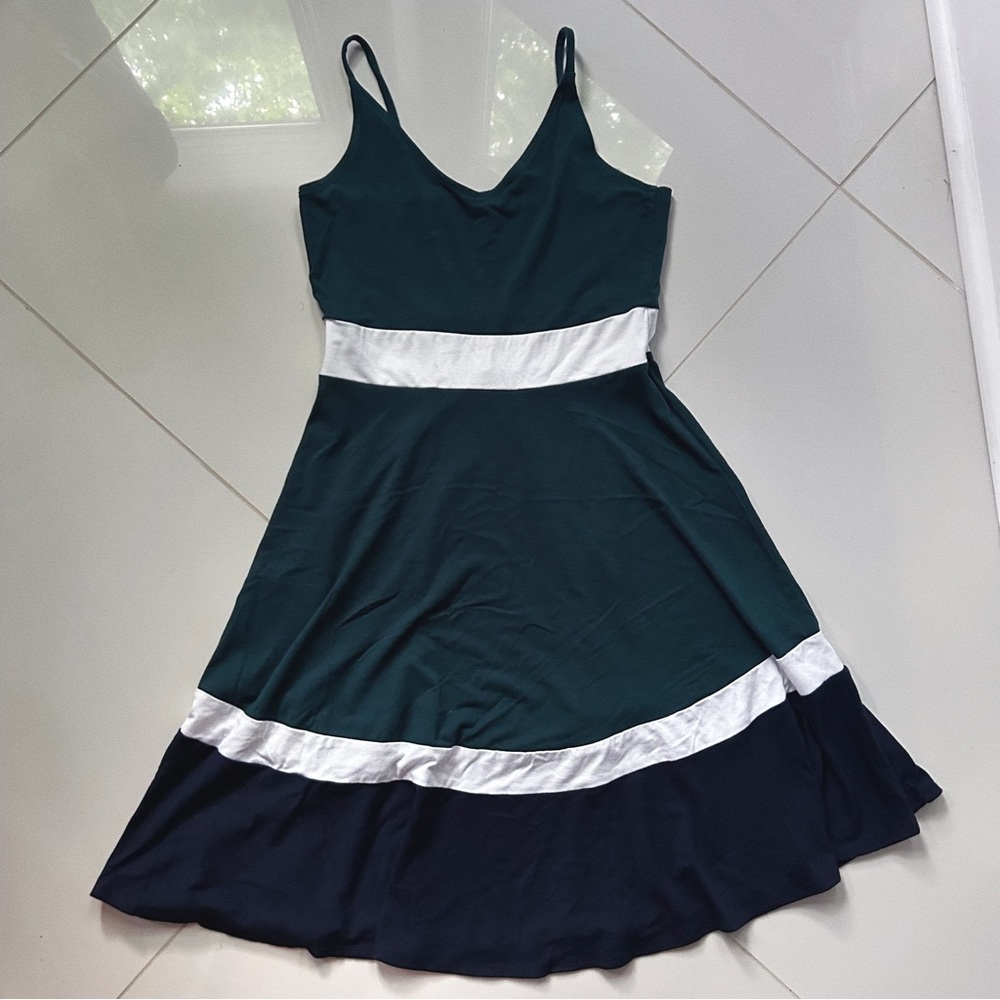Green and Blue Camisole A-line Dress